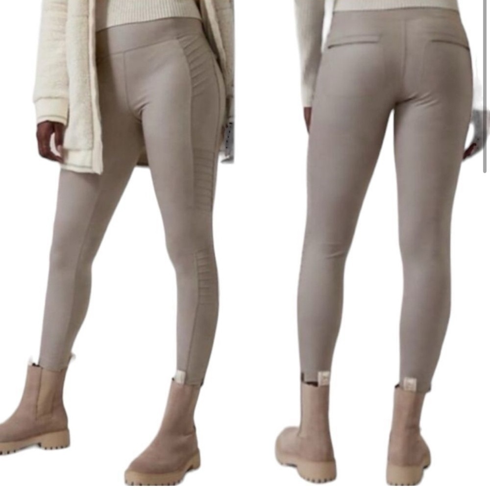 Athleta Delancey Gleam Moto Tight Leggings ribbed grey Zip ankle size XXS